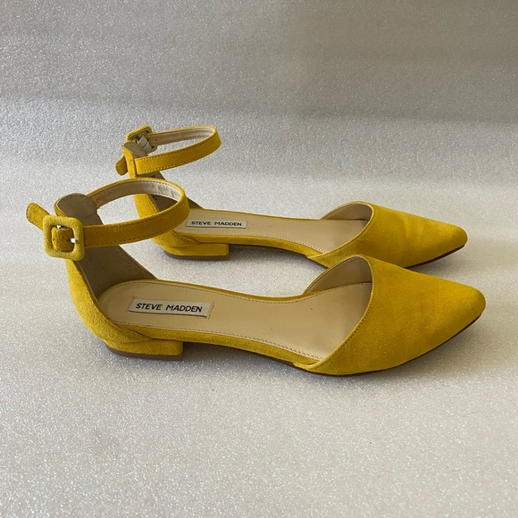 Steve Madden Bart Mustard Pointed Toe Flat Strap Sandals size 8.5 - Picture 2 of 7
